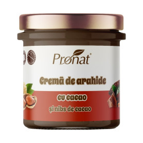 Crema de arahide cu ciocolata neagra si nibs de cacao, 300g - Pronat
