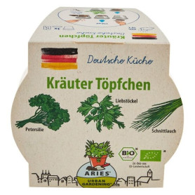 Ghiveci biodegradabil cu seminte pentru semanat, mix ierburi germane, eco-bio, 3 bucati, Aries
