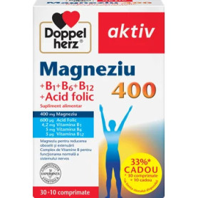Doppelherz Aktiv Magneziu 400mg B1 B6 B12 Acid Folic 30cp + 10cp - Doppelherz