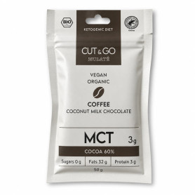Ciocolata cu MCT si cafea, eco-bio, 50 g - Cut & Go