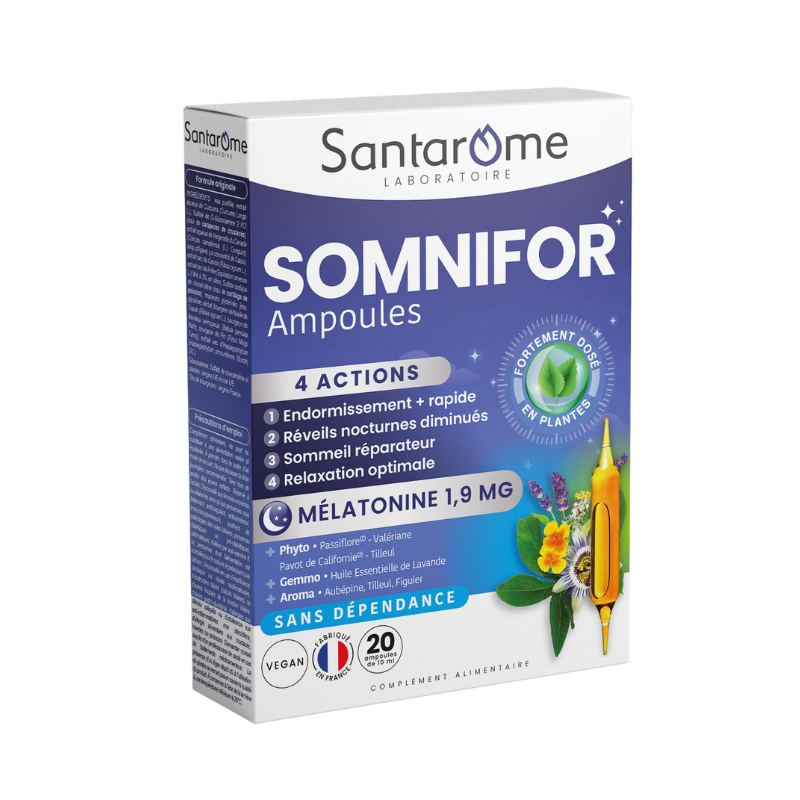 Somnifor - Sommeil 8H Melatonina - 20 fiole, Santarome