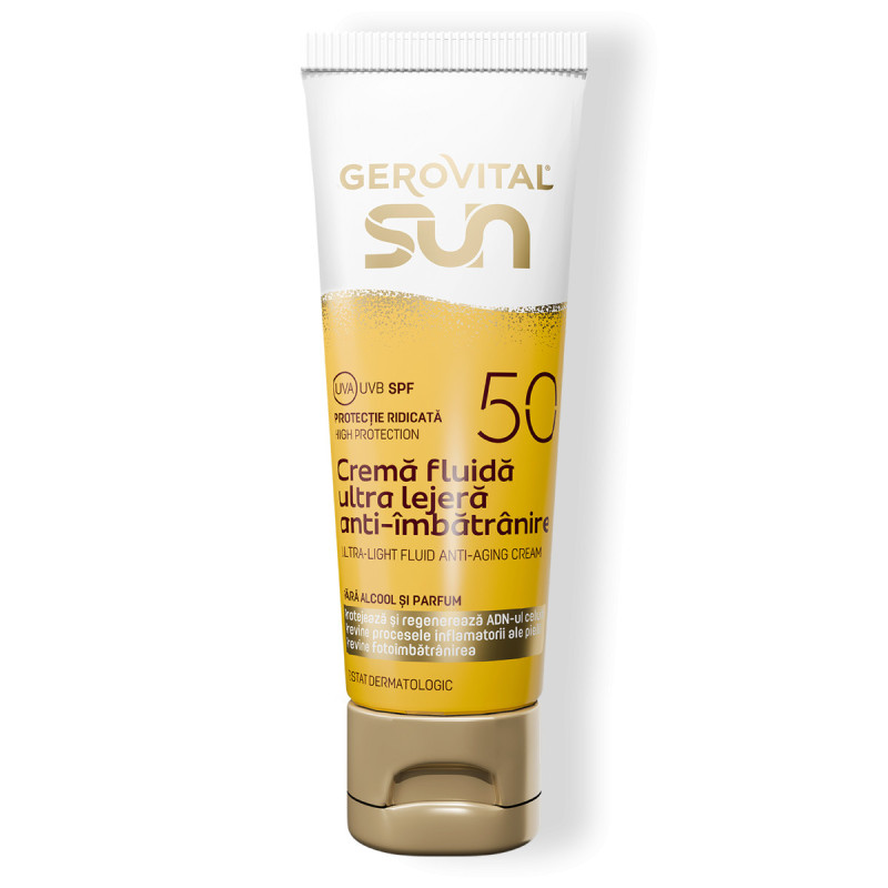 Crema fluida ultra lejera anti-imbatranire, SPF 50, 50 ml - Gerovital Sun