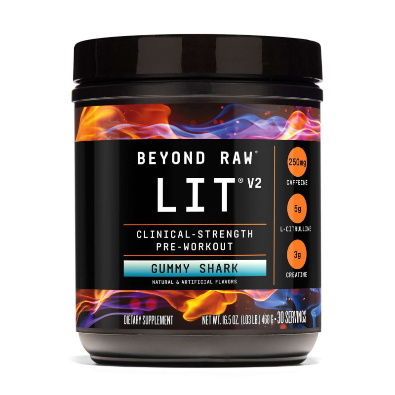 Beyond Raw LIT AF V2 Pre-workout Gummy Shark, Formula Avansata De Pre-workout, 430 g - GNC