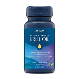 Triple Strength Krill Oil, Omega-3 Premium Din Krill Pentru Inima, Creier, Articulatii Si Vedere, 30 capsule - GNC