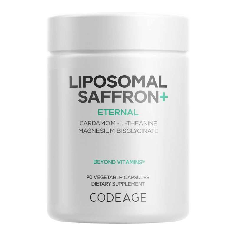 Codeage Liposomal Saffron+, Sofran Lipozomal Premium, L-teanina Si Magneziu Pentru Echilibru Zilnic, 90 capsule - GNC