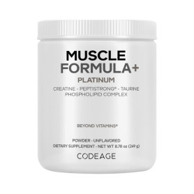 Codeage Muscle Formula+ Platinum, Unflavored, Formula Avansata pentru Forta, Masa Musculara si Recuperare, Fara Aroma, 249 g - G