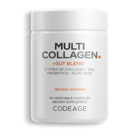 Codeage Multi Collagen + Gut Blend, Formula Pentru Suport Digestiv Cu Colagen De 5 Tipuri Si Probiotice, 90 capsule - GNC