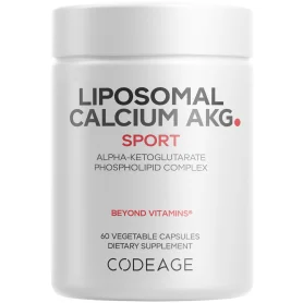 Codeage Liposomal Calcium AKG, Calciu Alfa-ketoglutarat Pentru Energie Celulara Si Longevitate, 700 mg, 60 capsule - GNC
