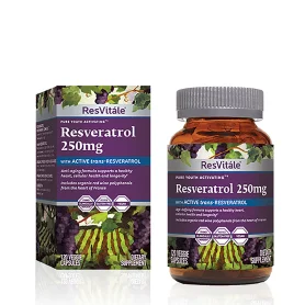 Resvitale Resveratrol Cu Quercetina, Formula Avansata Triactiv Pentru Activarea Genei Longevitatii Cu Trans-resveratrol, 250 Mg,
