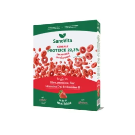 Cereale Proteice cu Capsuni, fara gluten, fara zagar, 250 g - SanoVita