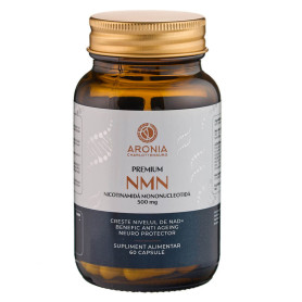 Premium NMN, Nicotinamida Mononucleotida, sustine stimularea energiei si sanatatea creierului, 500 mg, 60 capsule vegetale - Aro