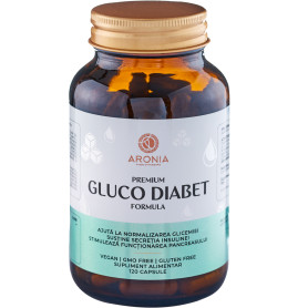 Premium Gluco-Diabet Formula, pentru reglarea glicemiei, 120 capsule, Aronia Charlottenburg