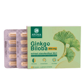 Ginkgo Biloba, pentru memorie si concentrare, 500 mg, 30 capsule - Aronia Charlottenburg