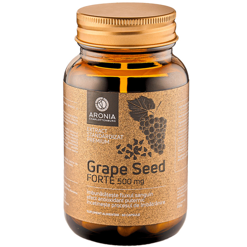 Extract din seminte de Struguri, proprietati antioxidante si sanatatea vaselor sanguine, 500 mg, 60 capsule, Aronia Charlottenbu