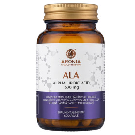 ALA -  Acid Alfa-Lipoic, pentru energie stabila si protectie celulara, 600 mg, 60 capsule - Aronia Charlottenburg