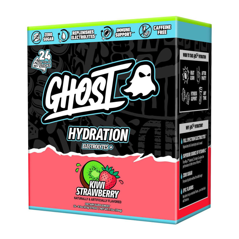 Electroliti Cu Aroma De Capsuni Si Kiwi, GHOST Hydration Sticks, 24 plicuri, 204 g - GNC