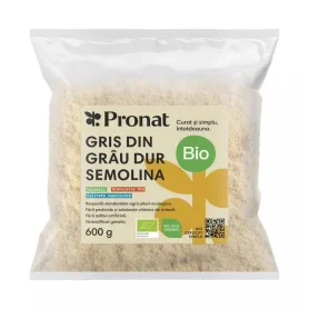 Gris din grau dur semolina, eco-bio, 600 g - Pronat