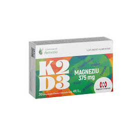 Vitamina K2+D3+Magneziu, pentru sustinerea sistemului osos, 375 mg, 30 comprimate - Remedia