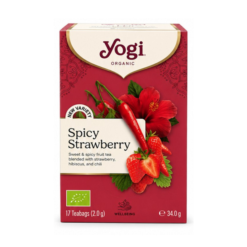 Ceai Spicy Strawberry, eco-bio, 17 plicuri - Yogi Tea