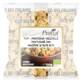 Proteina vegetala texturata din mazare si bob, bucati mari, eco-bio, 100 g - Pronat