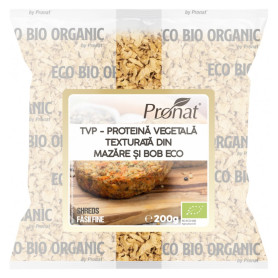 Proteina vegetala texturata din mazare si bob, fasii fine, eco-bio, 200 g - Pronat