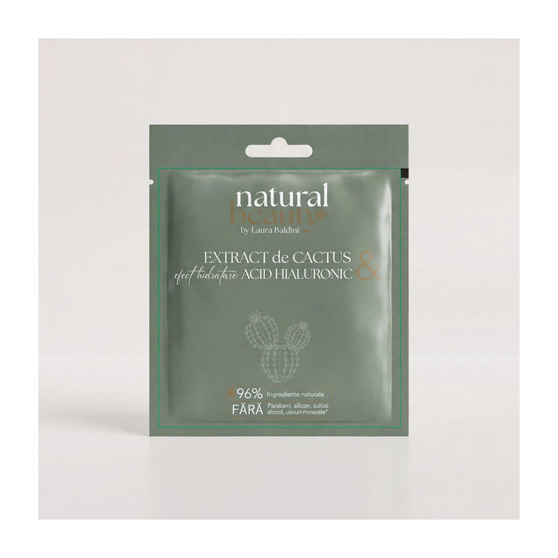 Masca de fata tip servetel hidratanta cu cactus si acid hialuronic, 1 bucata - Natural Beauty