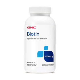Biotin, Biotina pentru Sanatatea Parului, Pieli si Unghiilor, 2500 mcg, 120 capsule - GNC