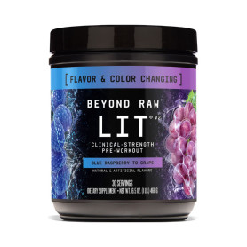 Beyond Raw LIT V2, Formula Pre-workout cu Aroma De Zmeura Albastra Si Strugure, 468 g - GNC