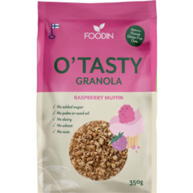 Granola din Ovaz cu aroma de briosa cu zmeura, fara gluten, fara zahar, 350 g - O'TASTY