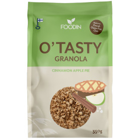 Granola cu Ovaz cu Aroma de Placinta Mere si Scortisoara, Fara Gluten, Fara Zahar, 350 g - O'Tasty 