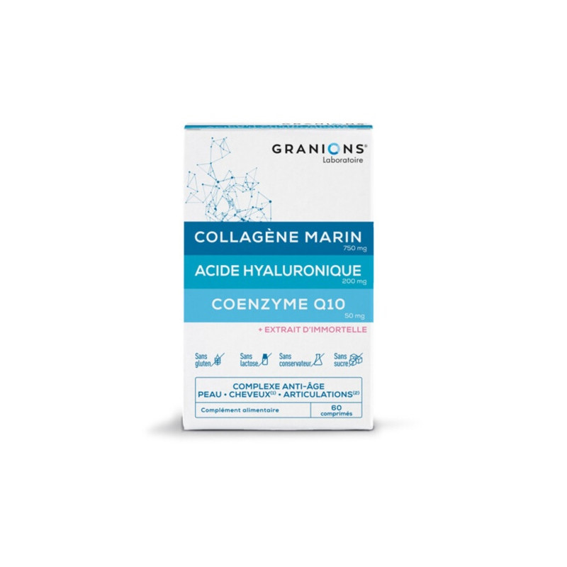 Colagen Marin cu Acid Hialuronic si Coenzima Q10, pentru hidratarea si intinerirea pielii, 60 comprimate - Granions