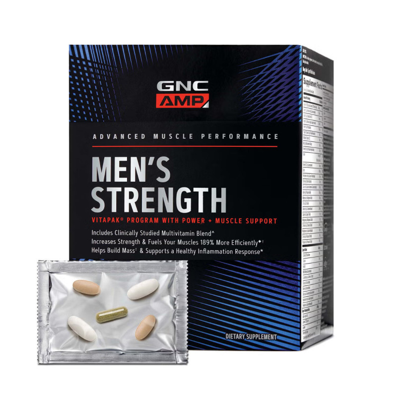Amp Men's Strength Vitapak Program, Formula Pentru Cresterea Masei Musculare, 30 Pachete - GNC