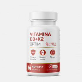 Vitamina D3 2000 UI + K2 75 mcg, 60 capsule vegetale - Nutrific