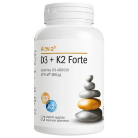 Vitamina D3 + K2 Forte, 30 capsule vegetale - Alevia
