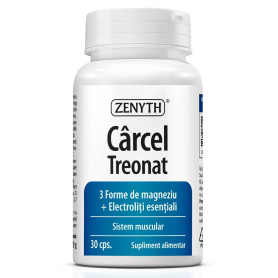 Carcel Treonat cu L-treonat de magneziu, potrivit pentru recuperare musculara, 500 mg, 30 capsule - Zenyth Pharmaceuticals