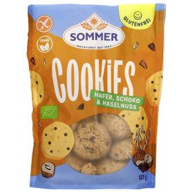 Biscuiti vegani cu ovaz, ciocolata si alune, fara gluten, eco-bio, 125 g - Sommer