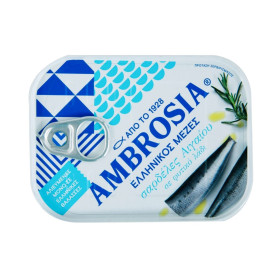 Sardine Ambrosia din Marea Egee in ulei vegetal, 105 g - Ambrosia