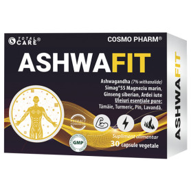 ASHWAFIT,  pentru energie si rezistenta fizica, 300 mg, 30 capsule vegetale - Cosmo Pharm
