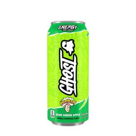 Ghost Energy Warheads Sour Green Apple, Bautura Energizanta Cu Aroma Acrisoara De Mar Verde, 200 mg cafeina, 473 ml - GNC