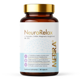 Neurorelax cu L-triptofan si GABA, pentru relaxare si sustinerea sistemului nervos, 90 capsule - MEBRA
