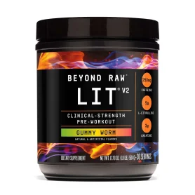 Beyond Raw Lit V2, Pre-workout aroma de Jeleuri cu Piersica, 462 g - GNC