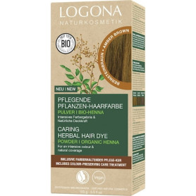 Vopsea de par pe baza de plante, maro chihlimbar, 100 g - Logona