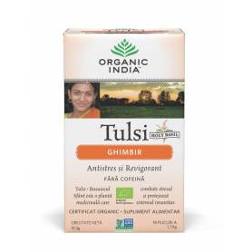 Ceai Tulsi cu Ghimbir -  Antistres Natural si Revigorant 18pl - ORGANIC INDIA