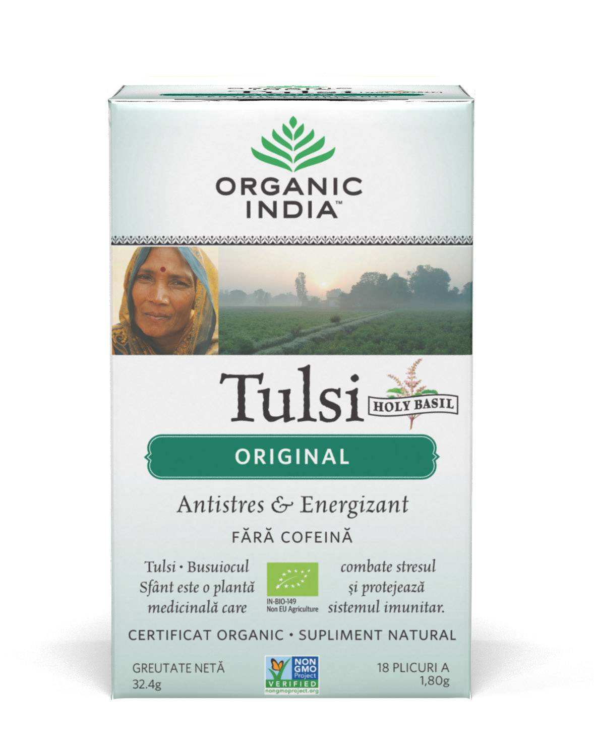 Ceai tulsi (busuioc sfant) - antistres si energizant - 18pl - organic india