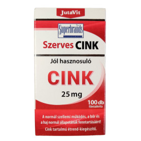 Zinc Organic, sanatatea  sistemului imunitar si sanatatea pielii, 25 mg, 100 tablete - JutaVit