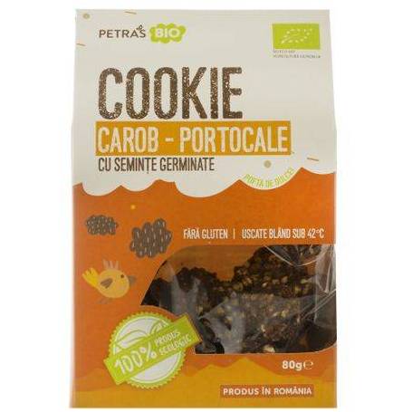 Cookie - biscuti germinati - din carob si portocale RAW - 100g - Petras Bio