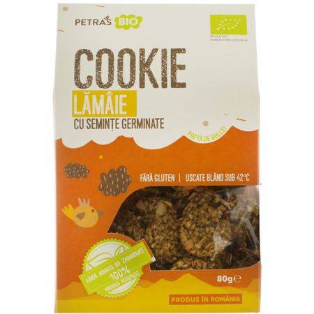 Cookie - biscuti germinati - din seminte cu fructe si cacao raw - 100g - petras bio