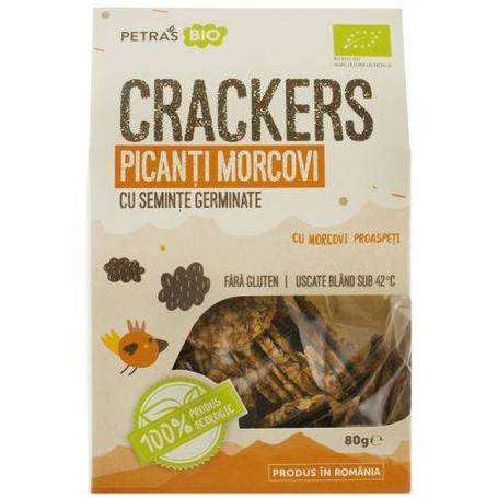 Crackers picanti cu morcovi si seminte germinate RAW - 100g - Petras Bio