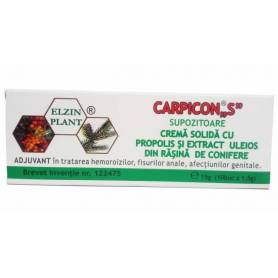 Carpicon "S" - supozitoare cu propolis si extract  uleios din rasina de conifere 15g 10buc x 1.5g - ELZIN PLANT