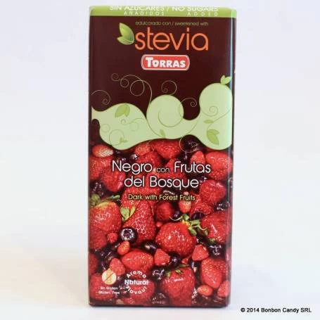 Ciocolata neagra 58% cu fructe de padure Stevia 125g - TORRAS